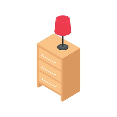 Furniture store isometric icon with desk lamp on chest of drawers 3d vector illustration