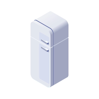 Retro white refrigerator with freezer 3d isometric vector illustration