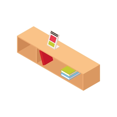 Furniture shop isometric icon with wooden shelf on white background vector illustration