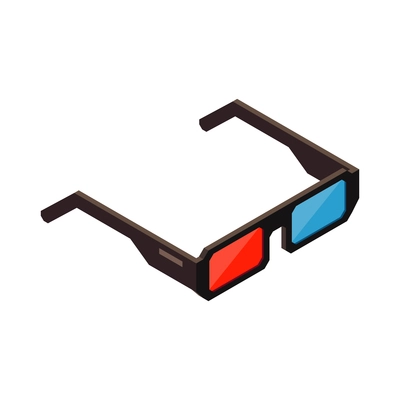 Isometric icon with cinema 3d glasses on white background vector illustration