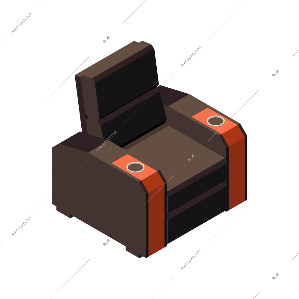 Empty comfortable seat for cinema hall 3d isometric vector illustration