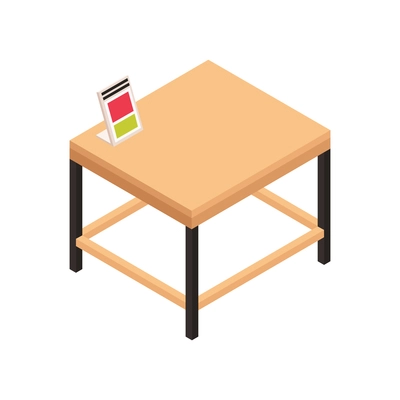 Furniture store isometric icon with small square wooden table 3d vector illustration