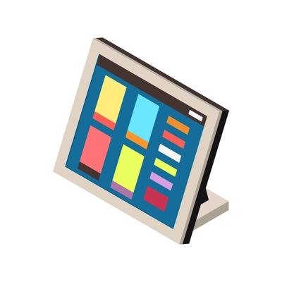 Isometric icon with electronic tablet on stand 3d vector illustration