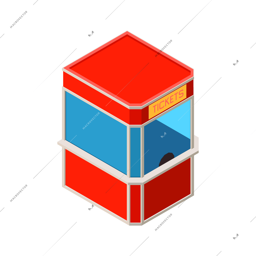 Isometric ticket booth building icon on white background vector illustration