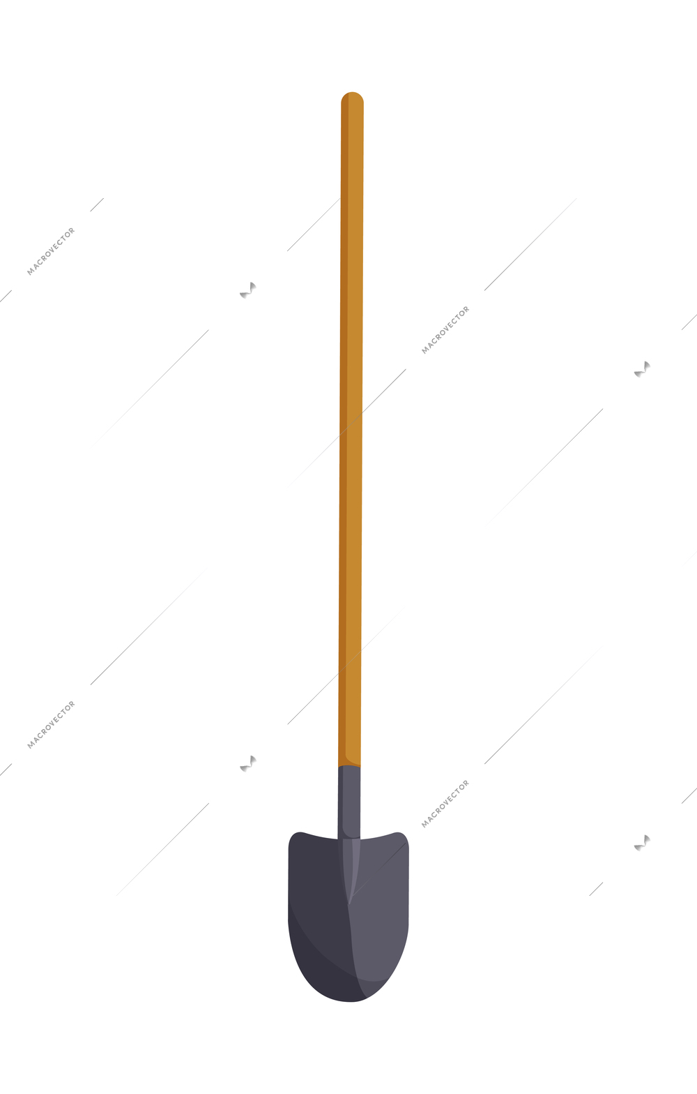 Shovel with wooden handle flat icon on white background vector illustration