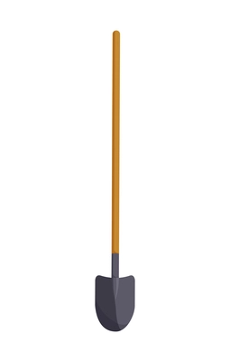 Shovel with wooden handle flat icon on white background vector illustration