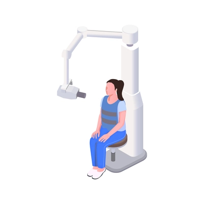 Dental clinic equipment and character of patient isometric icon 3d vector illustration