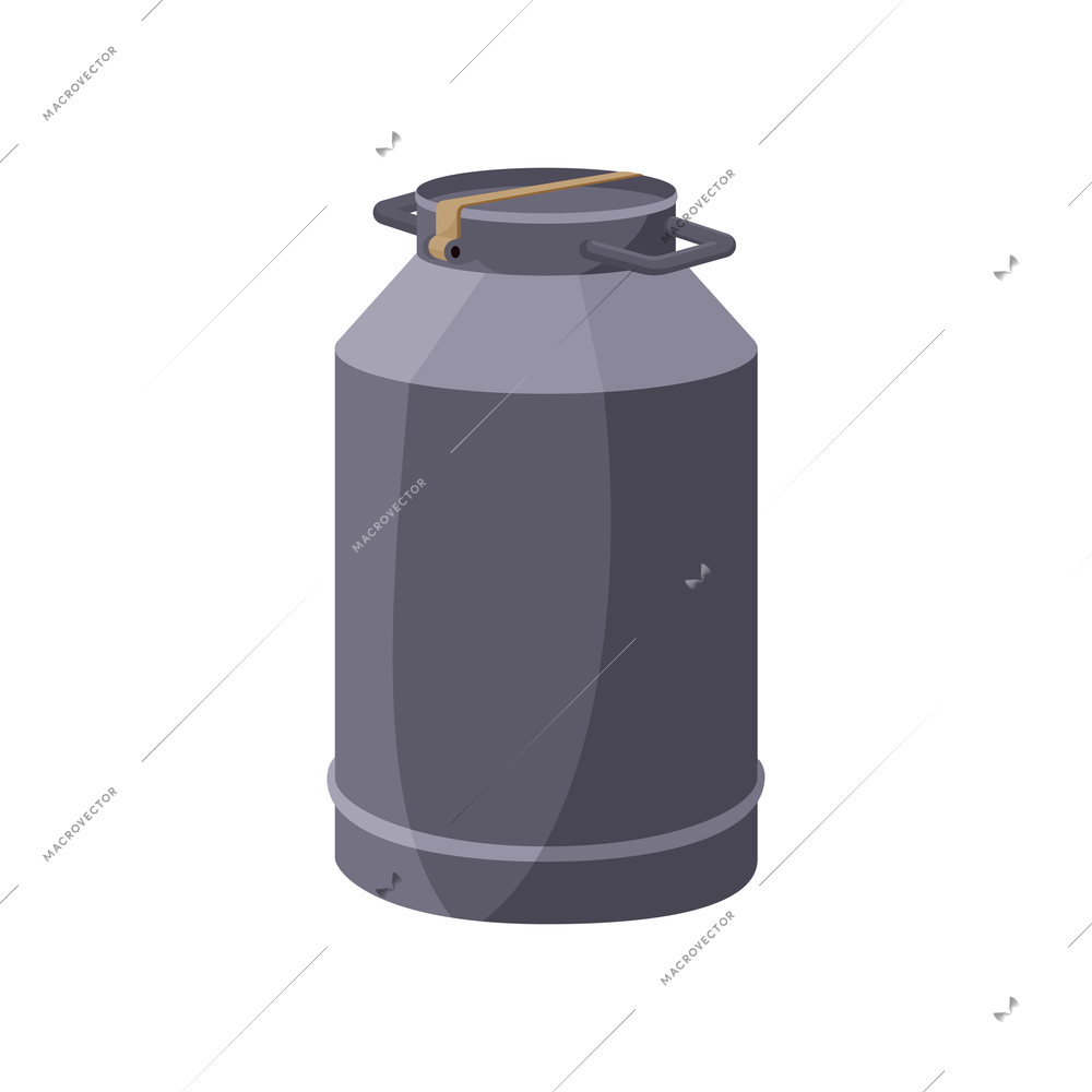 Flat icon with aluminium milk can on white background vector illustration