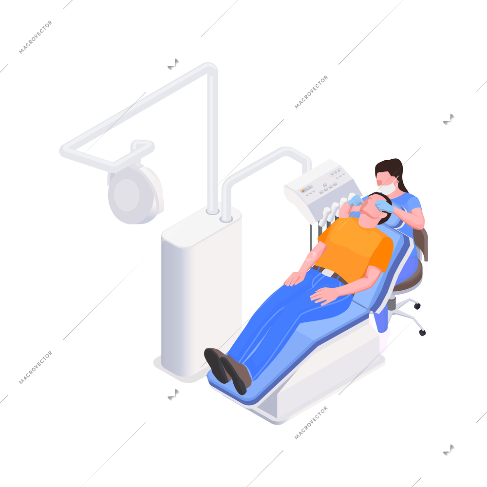 Person having dental treatment isometric icon 3d vector illustration