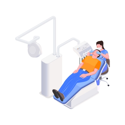 Person having dental treatment isometric icon 3d vector illustration