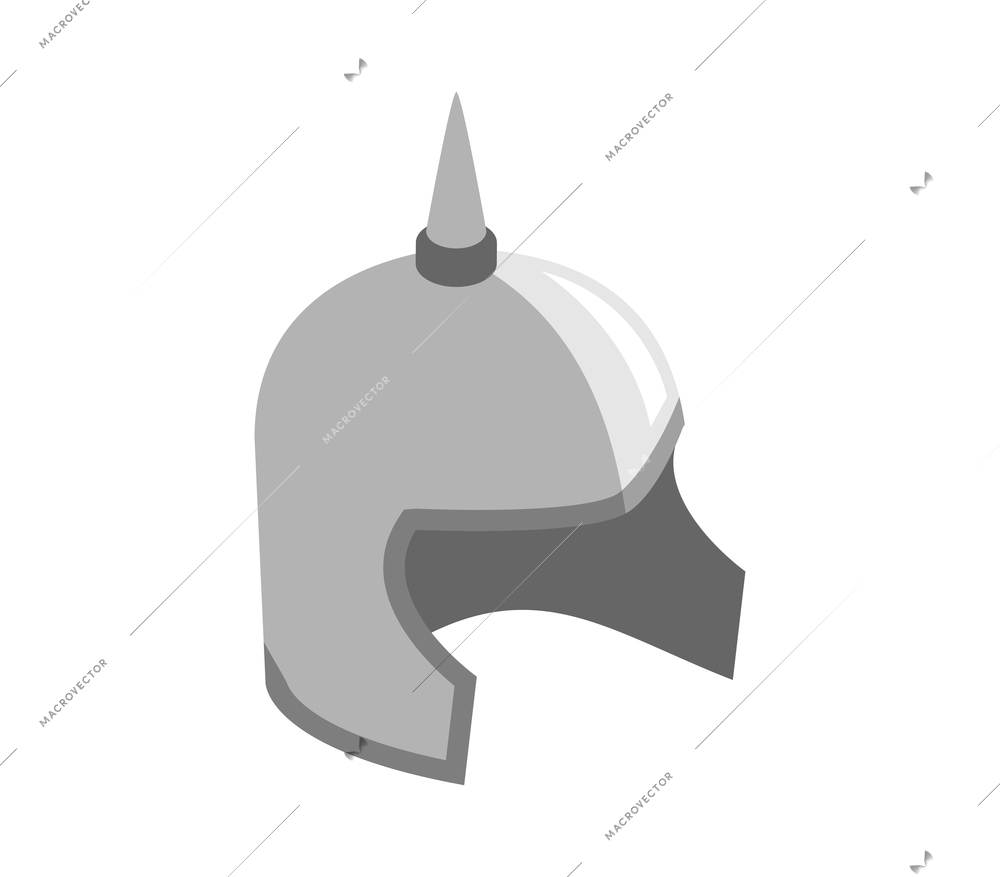 Isometric icon with helmet part of knights armor 3d vector illustration