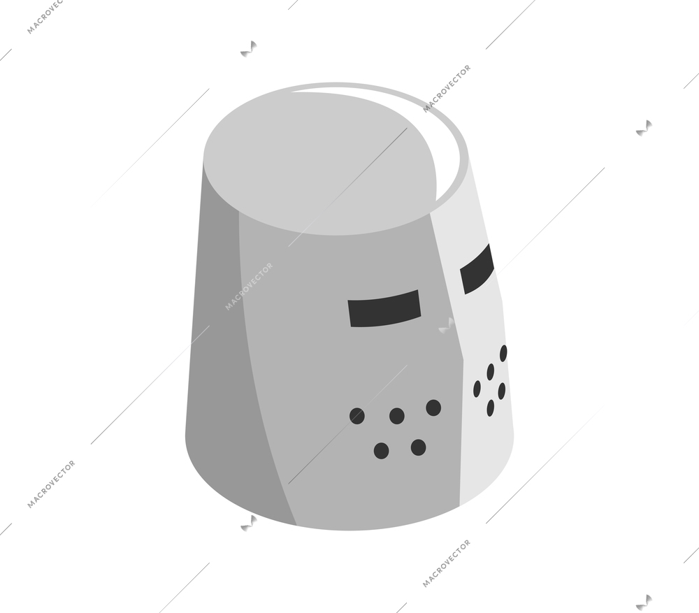 Isometric knight armor helmet icon on white background 3d vector illustration