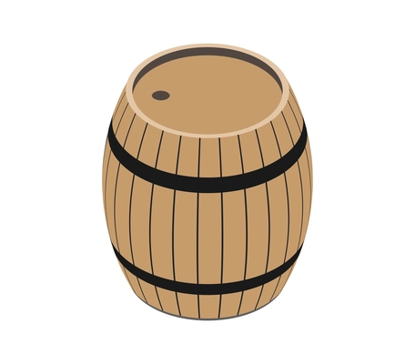 Isometric icon of wooden barrel on white background vector illustration