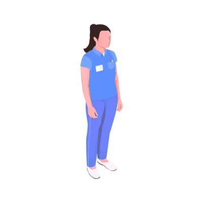 Female character of dentist in blue uniform isometric icon vector illustration