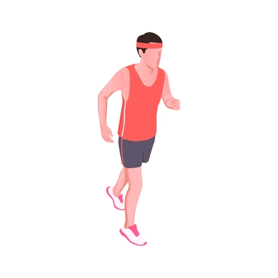 Male athlete running isometric icon on white background vector illustration