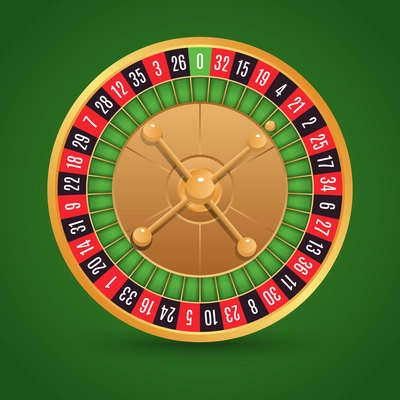 Realistic casino roulette isolated on green background vector illustration