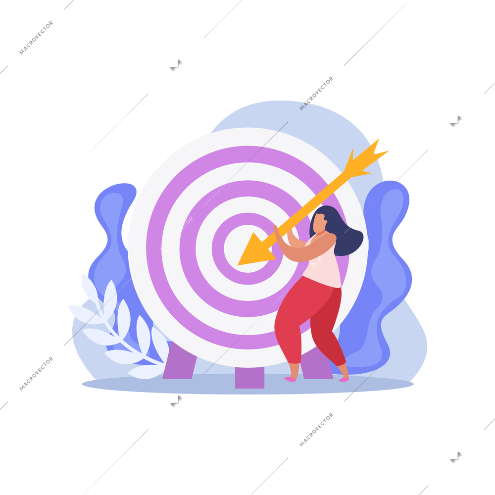 Winner people composition with flat target and woman holding arrow vector illustration