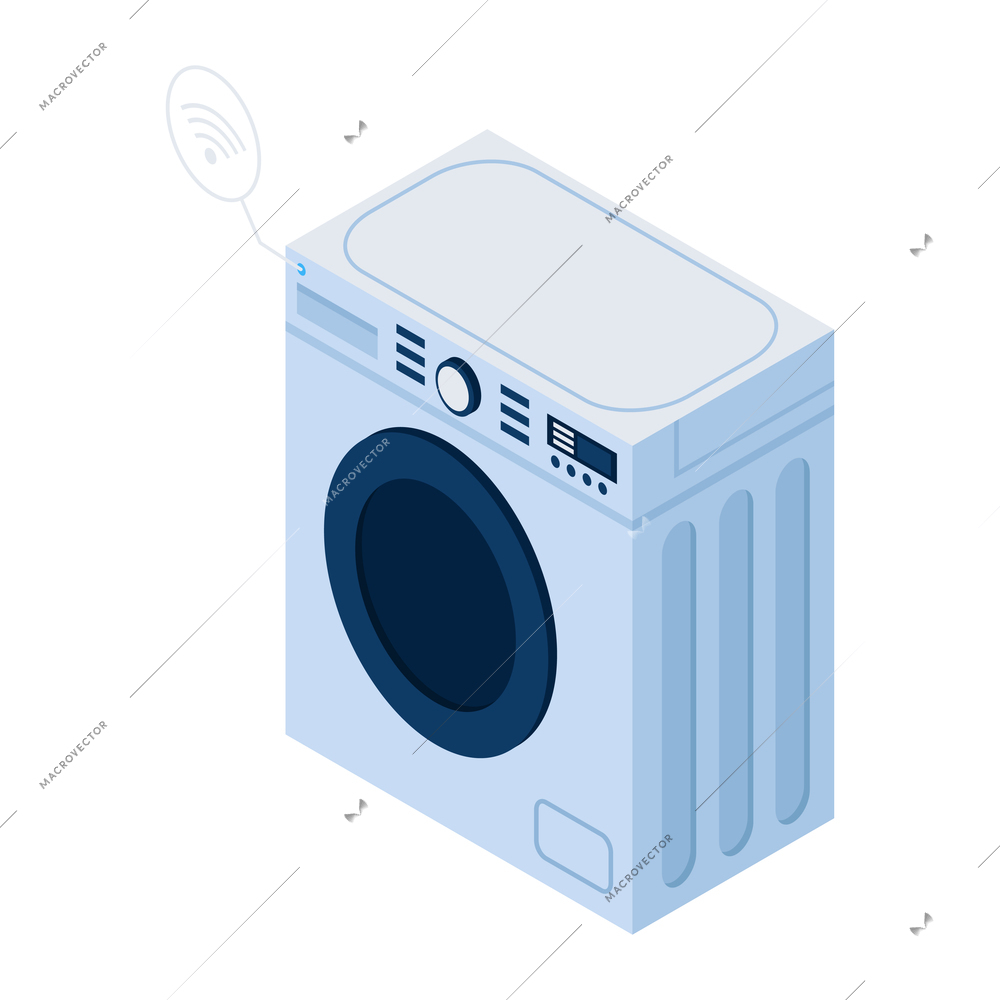 Smart washing machine with wireless connection 3d isometric vector illustration