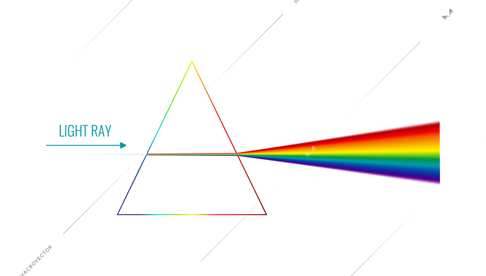 Realistic light dispersion with triangular shape vector illustration