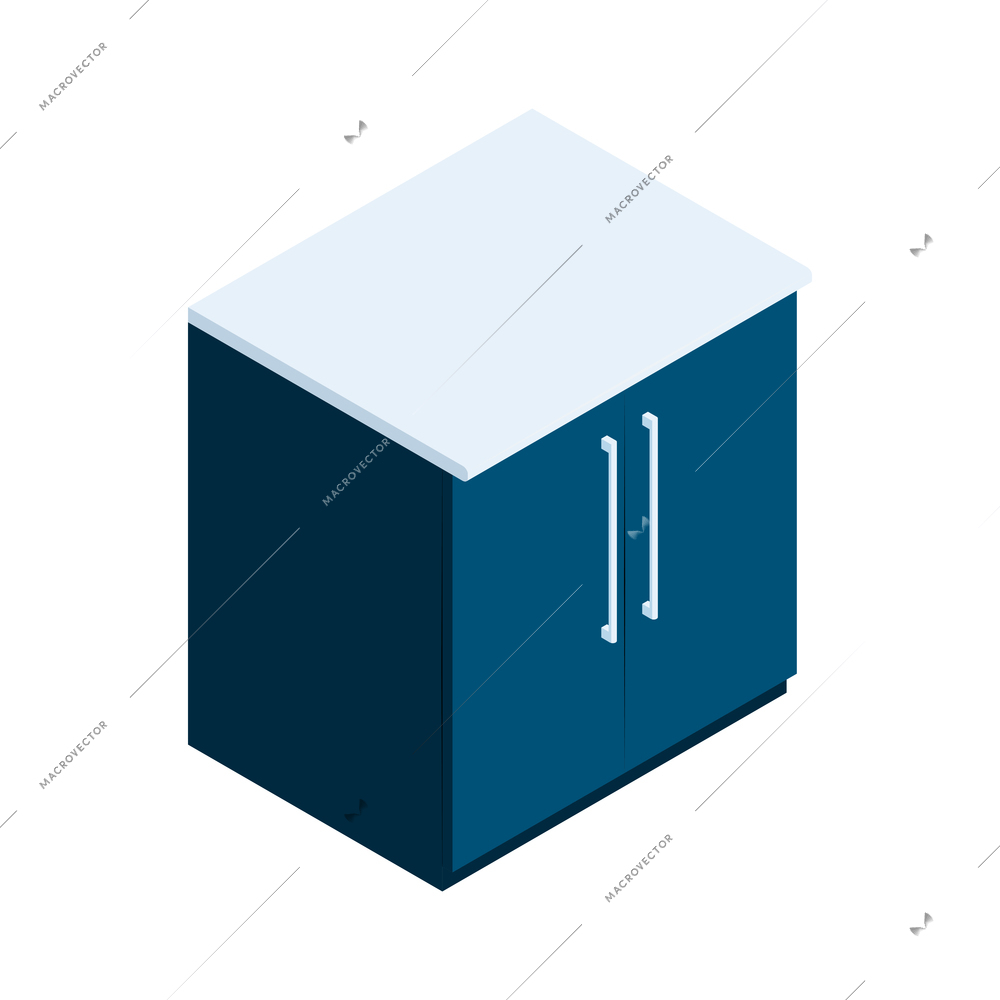 Kitchen cupboard with two doors isometric icon vector illustration