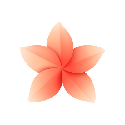 Pink tropical paper flower on white background realistic vector illustration