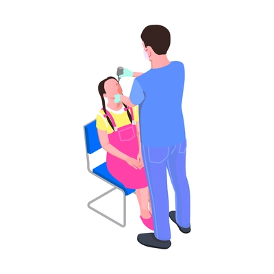 Vaccination isometric icon with health worker giving vaccine drops to child 3d vector illustration