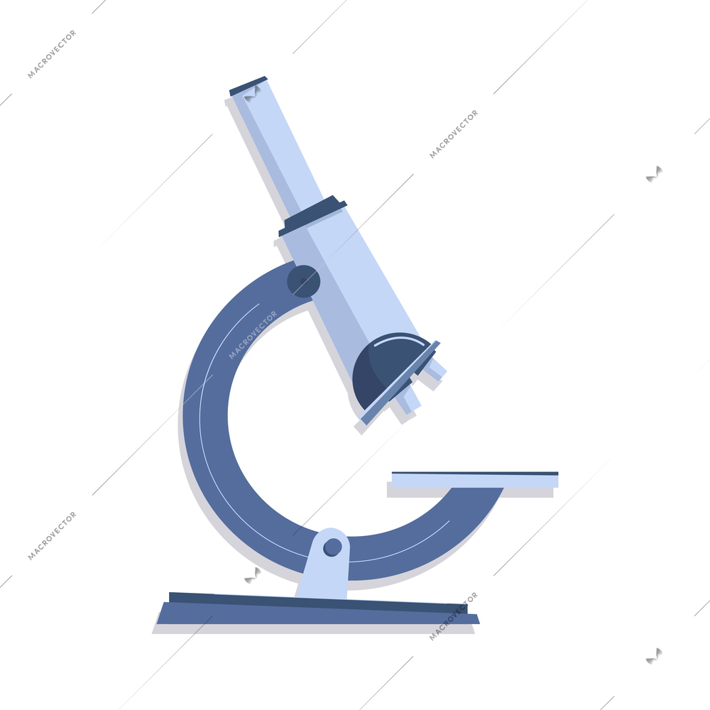 Laboratory microscope on white background flat vector illustration