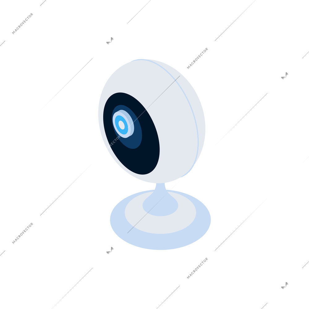 Smart security camera controlled by smartphone isometric icon vector illustration
