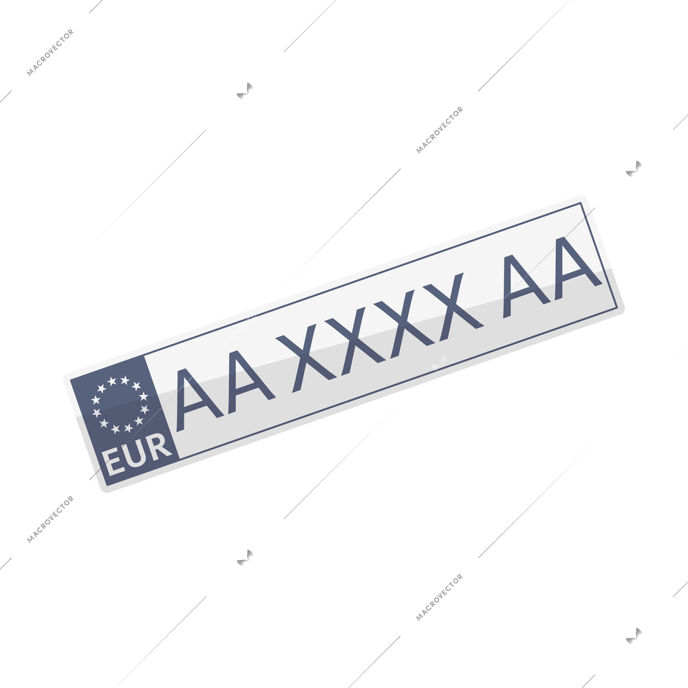 Europe license plate flat icon on white background vector illustration