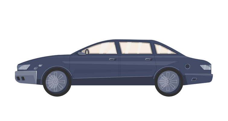 Flat side view of sedan passenger car vector illustration