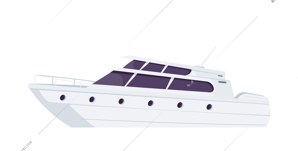 Luxurious white yacht in flat style vector illustration