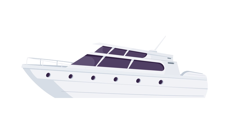 Luxurious white yacht in flat style vector illustration