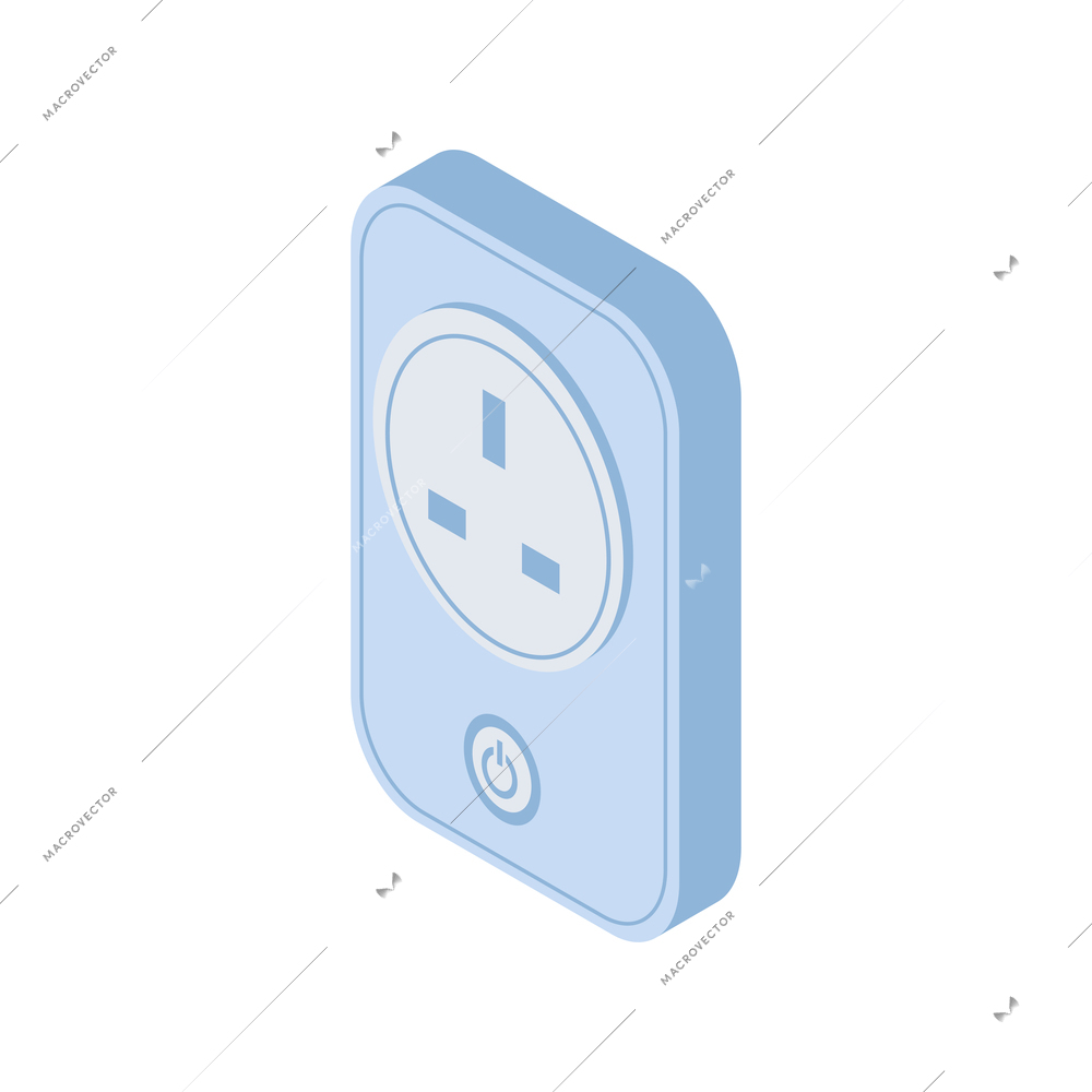 Smart socket with button and wifi connection isometric icon 3d vector illustration
