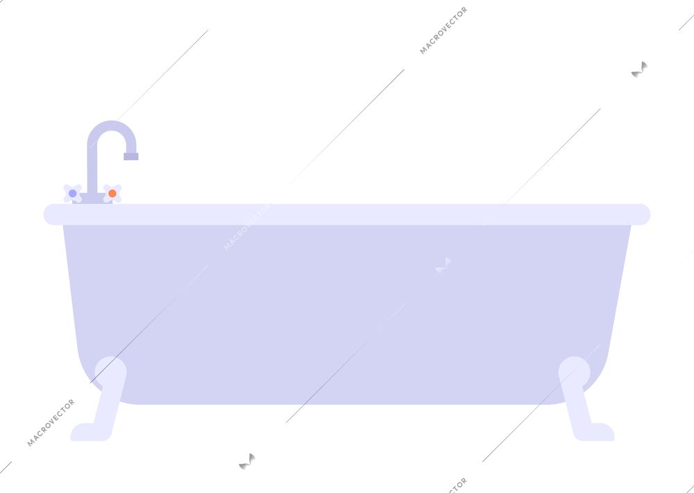 White bathtub flat icon vector illustration