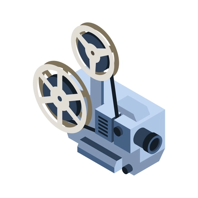 Isometric icon with vintage cinema projector 3d vector illustration