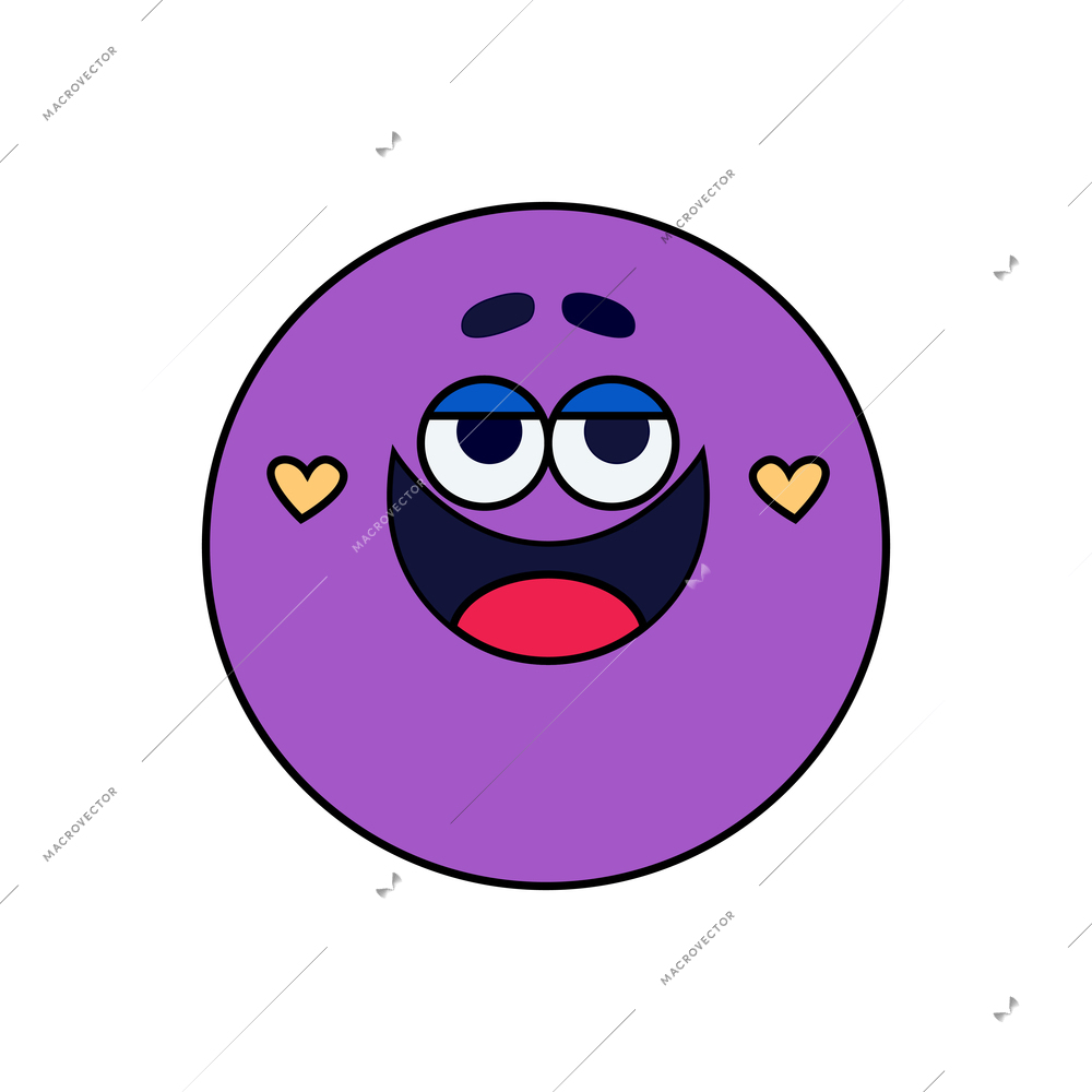 Doodle icon of cute happy purple planet on white background vector illustration