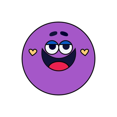 Doodle icon of cute happy purple planet on white background vector illustration