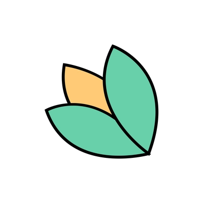 Doodle icon with green and yellow flower vector illustration