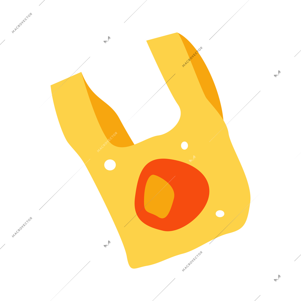 Empty yellow plastic bag flat icon on white background vector illustration