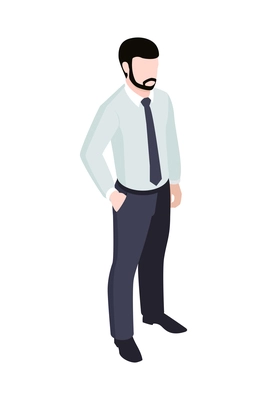 Isometric icon with businessman wearing tie 3d vector illustration