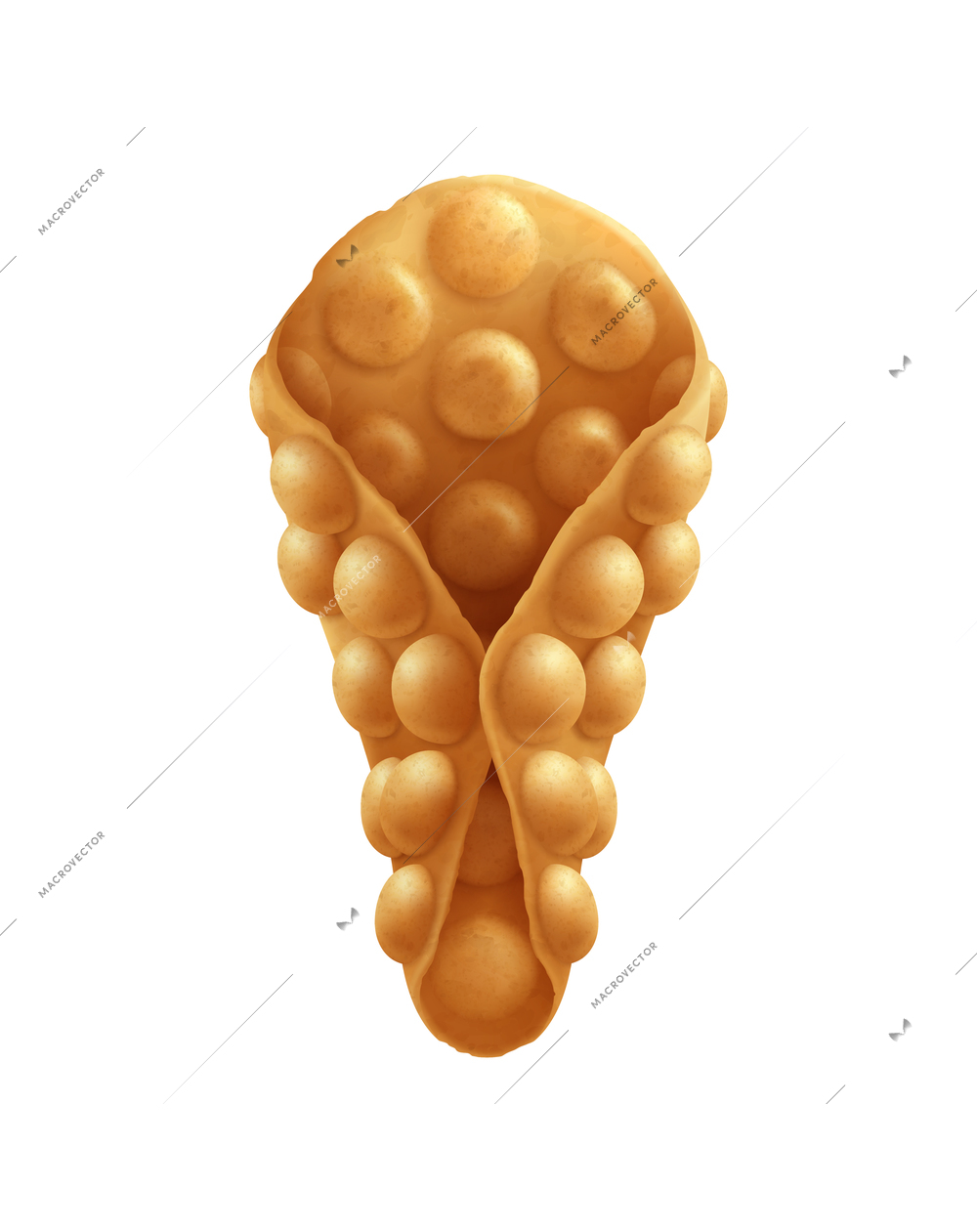 Hong kong bubble waffle cone on white background realistic vector illustration