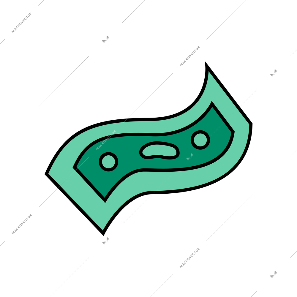 Green banknote doodle icon on white background vector illustration