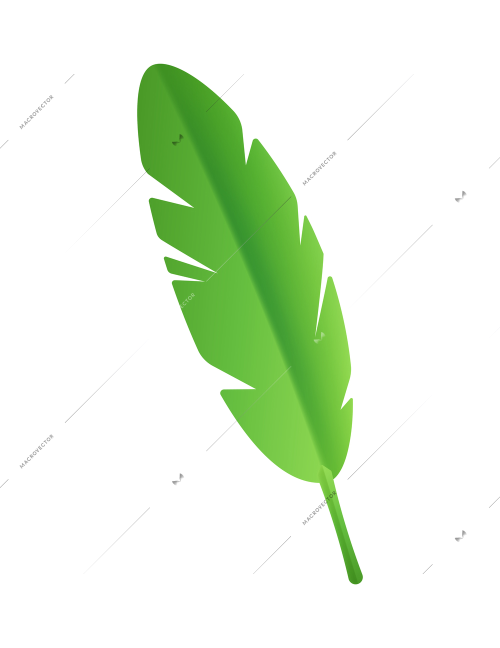 Green tropical paper made leaf realistic vector illustration