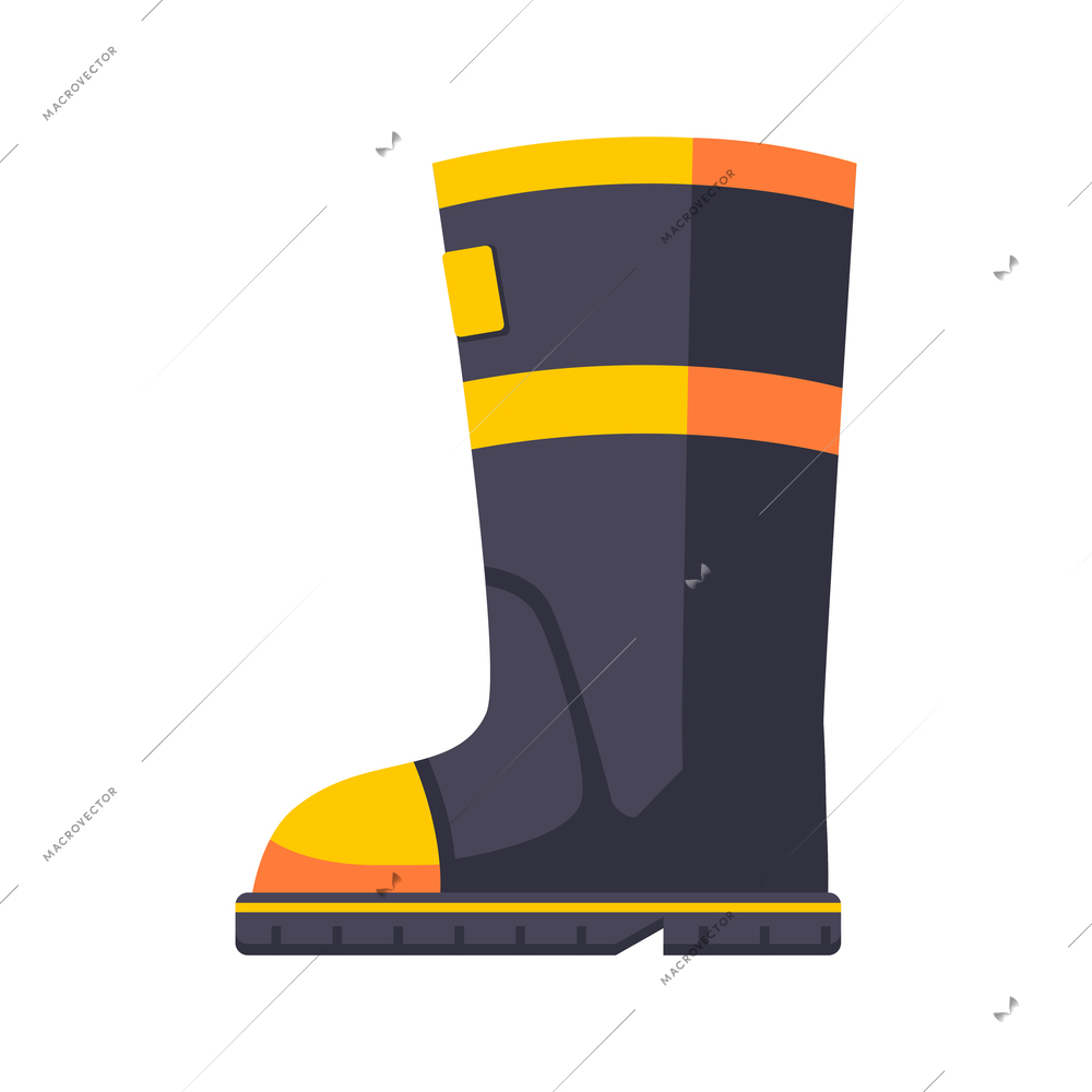 Cartoon single firefighter boot on white background vector illustration