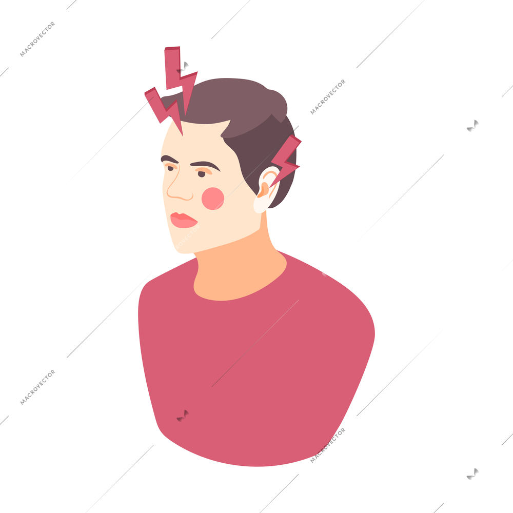 Allergy symptom icon with man having headache and earache 3d vector illustration