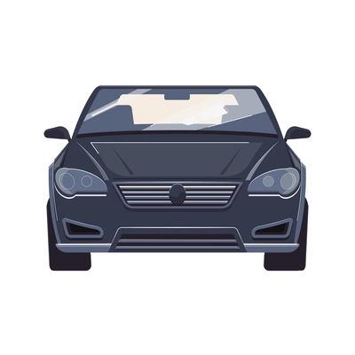 Dark passenger car front view flat vector illustration