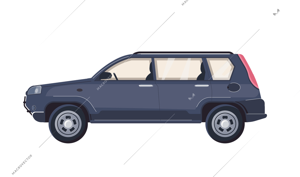 Flat icon with dark passenger car side view vector illustration