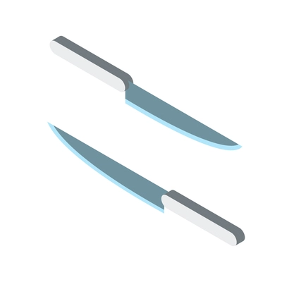 Two isometric chef knives isolated on white background vector illustration