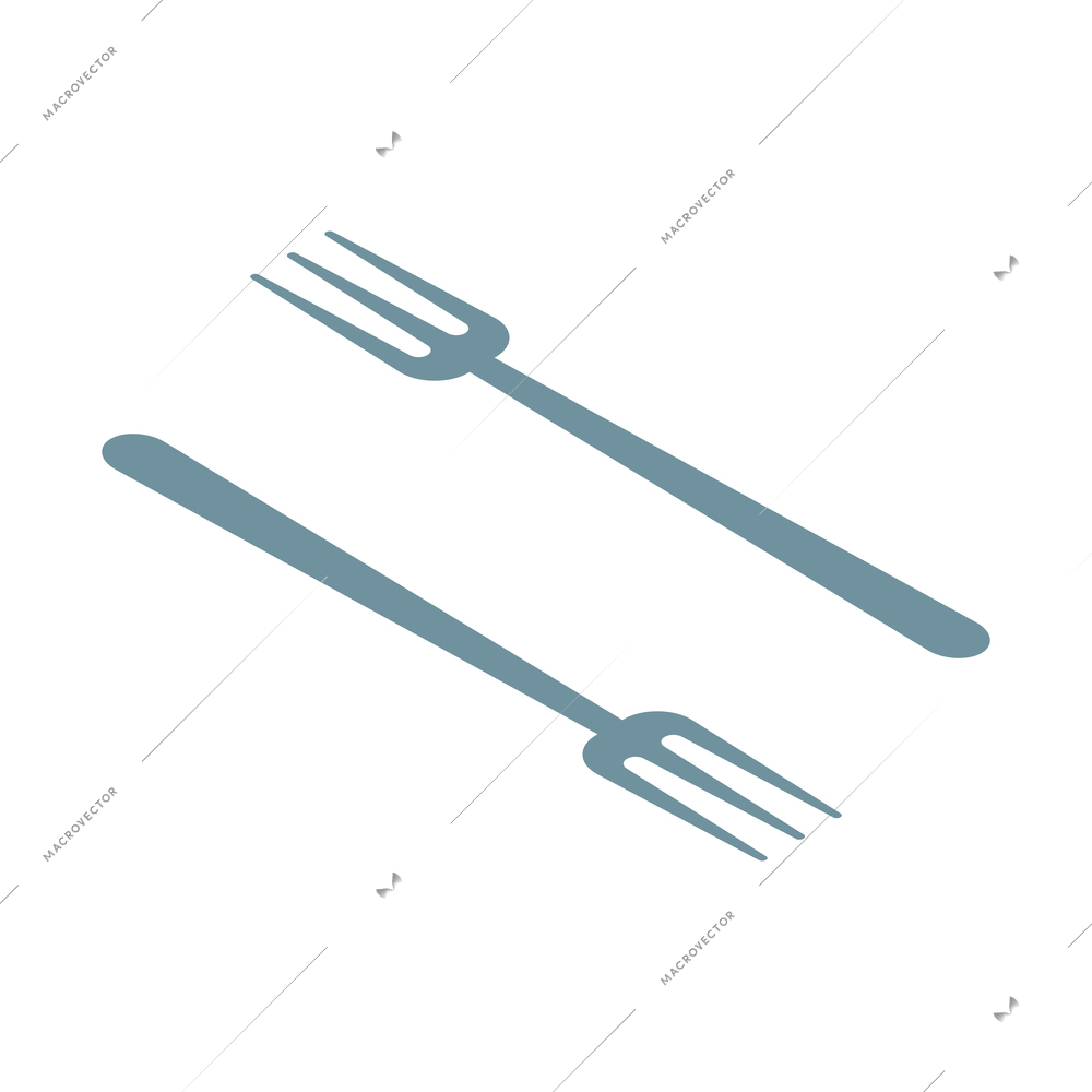 Two isometric forks on white background isolated vector illustration