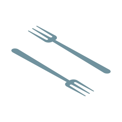 Two isometric forks on white background isolated vector illustration